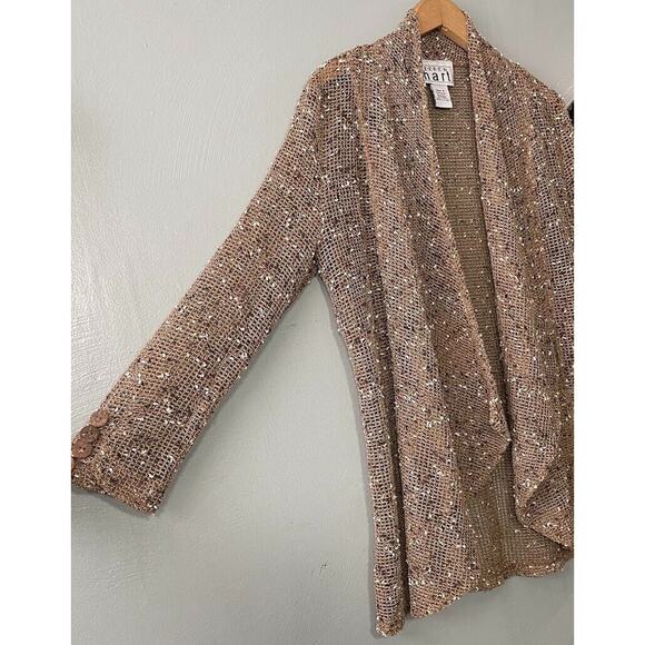 Keren Hart Womens Size Small Brown Mesh Cardigan Lagenlook Sheer Drape Artsy - Picture 2 of 10